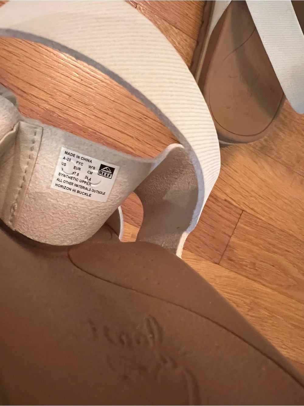 Reef Kids White Strap Sandals with Brown Footbed
